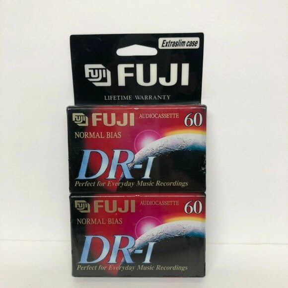 Fuji DR-I Audio Blank Cassettes Lot of 2 Blank Tape 60 min Extra Slim Case New - Picture 1 of 4